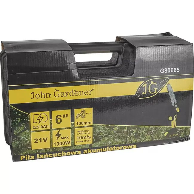 John Gardener Draadloze kettingzaag - 21V - Compact en krachtig - Inclusief 2 batterijen - Geschikt voor snoeien