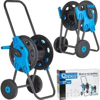 GEKO Tuinhaspelwagen - Opvouwbare handgreep - 45m capaciteit - Duurzame wielen - Lichtgewicht kunststof