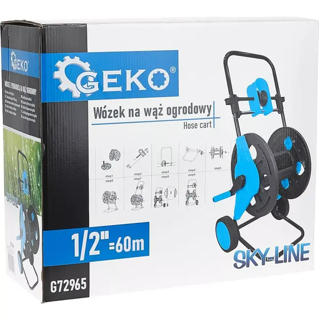 GEKO Tuinhaspelwagen - 60m Capaciteit - Ergonomisch & Duurzaam - Met Slanggeleider
