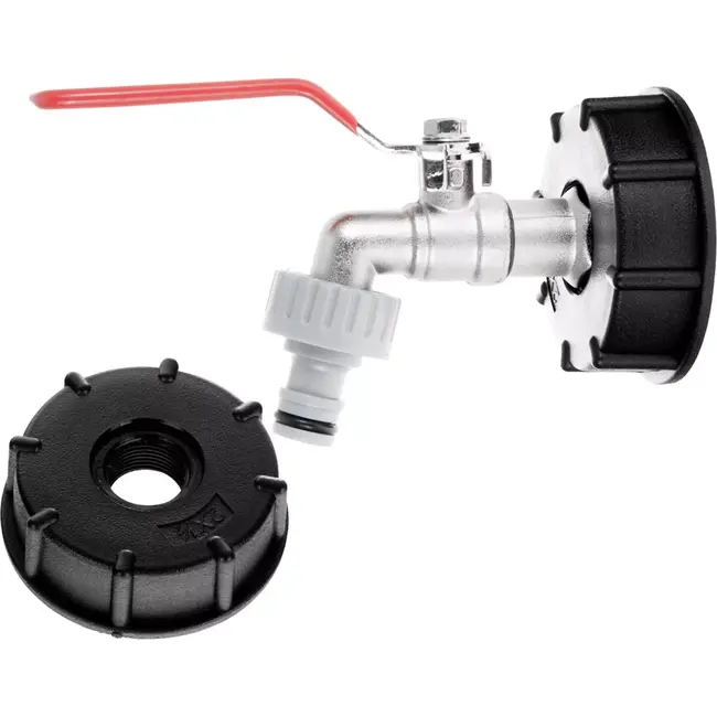 GEKO IBC set - S60x6 adapter - 1/2'' kraan - 3/4'' buitendraad - Slangkoppeling