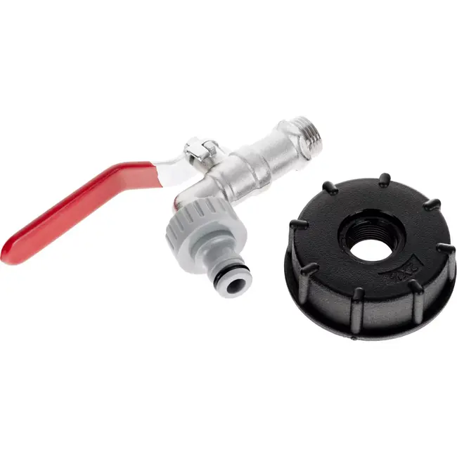 GEKO IBC set - S60x6 adapter - 1/2'' kraan - 3/4'' buitendraad - Slangkoppeling