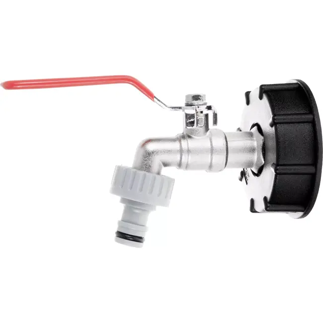 GEKO IBC set - S60x6 adapter - 1/2'' kraan - 3/4'' buitendraad - Slangkoppeling