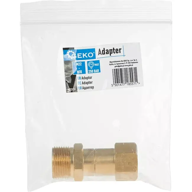 GEKO Hydraulische Adapter - M22 naar M18 - Duurzaam en Corrosiebestendig - 31 mm