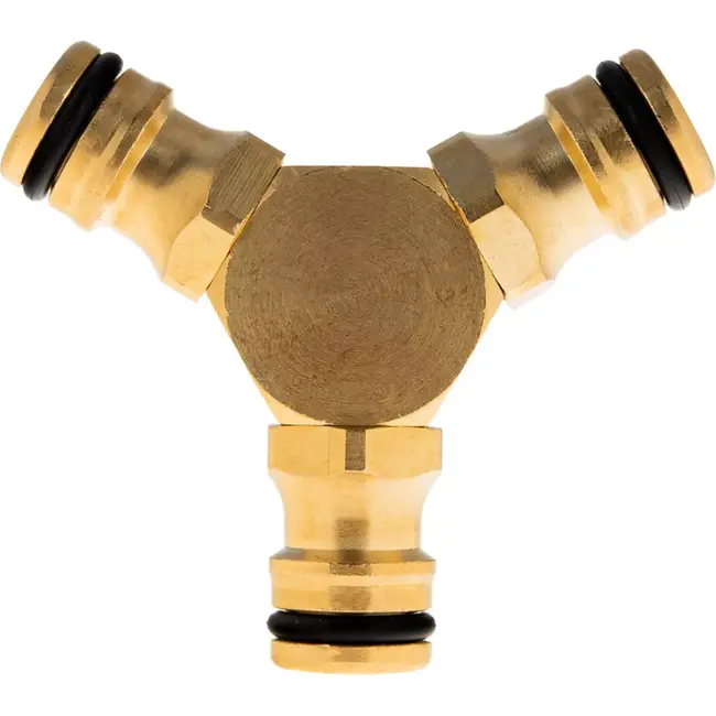 Tvardy 3-weg slangverbinder - Massief Messing - Corrosiebestendig - Eenvoudige Installatie