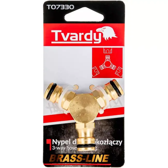 Tvardy 3-weg slangverbinder - Massief Messing - Corrosiebestendig - Eenvoudige Installatie