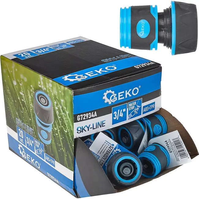 GEKO 3/4" waterstop slangverbinder - set van 20 - rubber grip - lekvrij - duurzaam kunststof