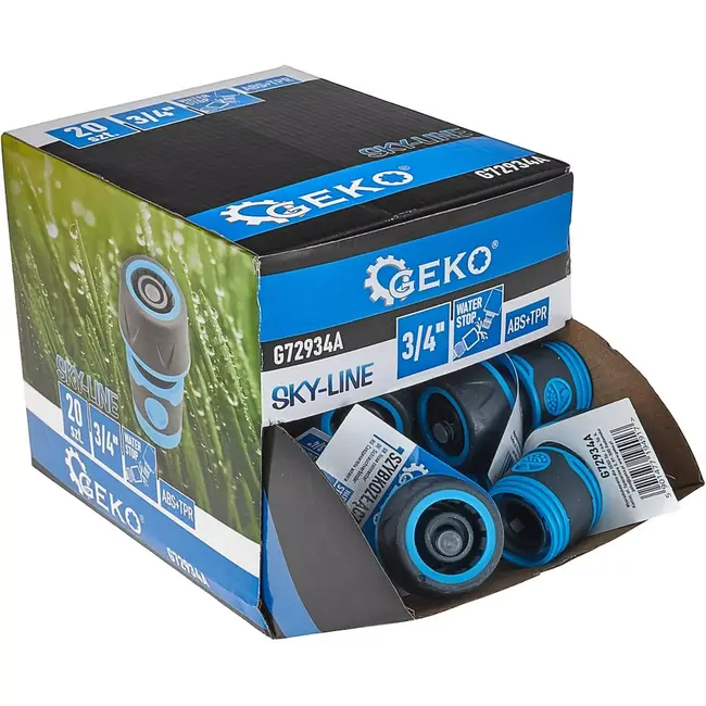 GEKO 3/4" waterstop slangverbinder - set van 20 - rubber grip - lekvrij - duurzaam kunststof