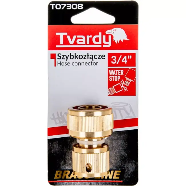 Tvardy Brass snelkoppeling met waterstop - 3/4 inch - Duurzaam en lekvrij