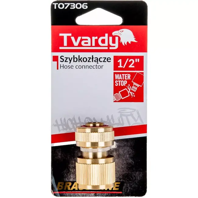 Tvardy Snelkoppeling voor tuinslang - Messing - Waterstop - 1/2" - Duurzaam en Lekvrij
