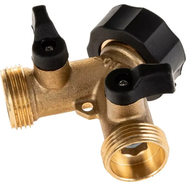 GEKO 2-weg splitter met onafhankelijke kleppen - robuust messing - eenvoudige installatie - 3/4" aansluitingen