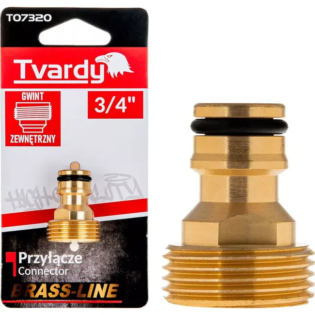 Tvardy Brass connector - 3/4" mannelijke draad - duurzaam en lekvrij
