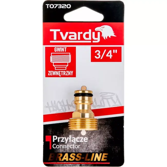 Tvardy Brass connector - 3/4" mannelijke draad - duurzaam en lekvrij