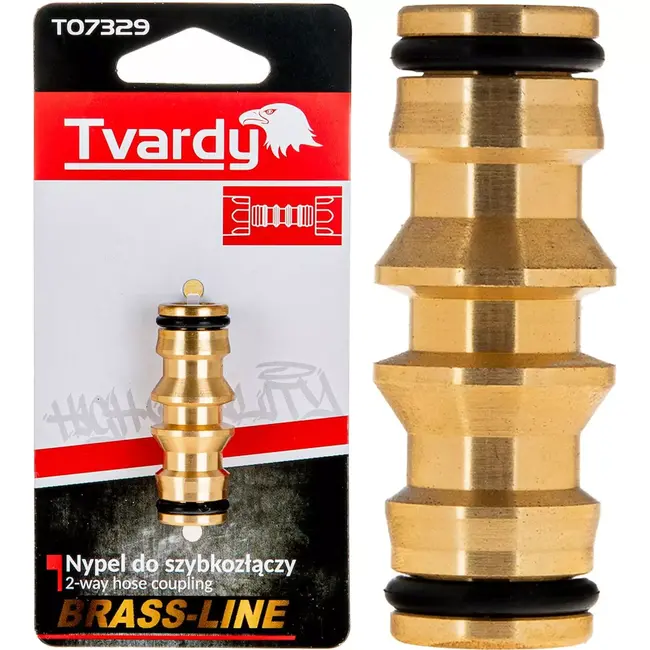 Tvardy 2-weg slangverbinder - messing - lekvrije koppeling - universele aansluiting