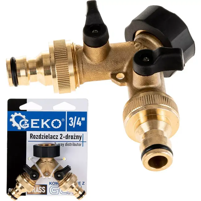 GEKO 2-weg watersplitter - onafhankelijke kleppen - duurzame messing constructie