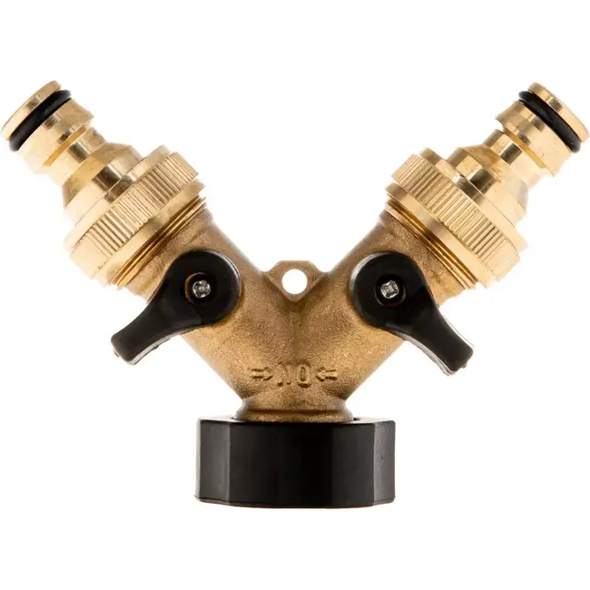 GEKO 2-weg watersplitter - onafhankelijke kleppen - duurzame messing constructie