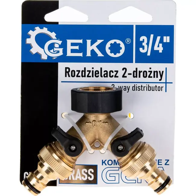 GEKO 2-weg watersplitter - onafhankelijke kleppen - duurzame messing constructie