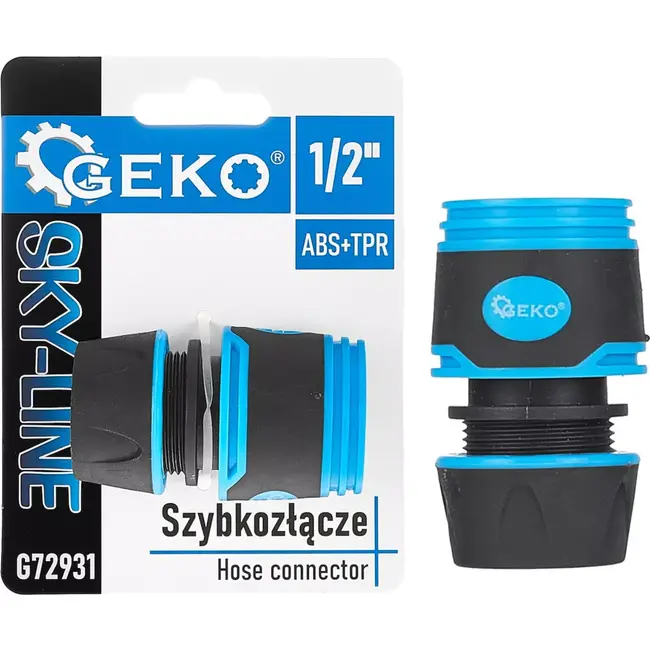 GEKO 1/2" Snelkoppeling - Duurzaam Plastic - Antislip Rubber Coating - Universele Tuinslangverbinding