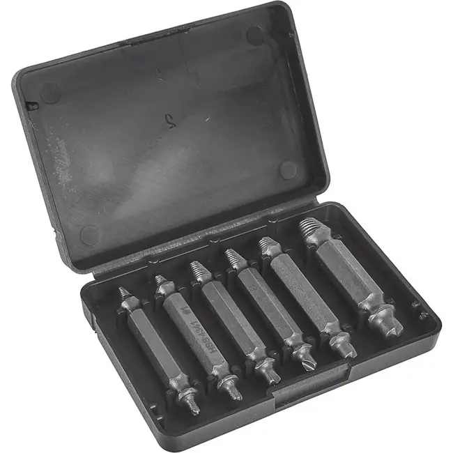 Keltin Set van 6 dubbelzijdige schroefverwijderaars - HSS 4341 staal - Inclusief opbergdoos