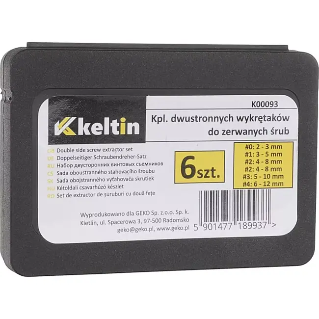 Keltin Set van 6 dubbelzijdige schroefverwijderaars - HSS 4341 staal - Inclusief opbergdoos