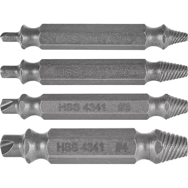 Keltin 4-delige dubbelzijdige schroefuitdraaierset - Duurzaam HSS TiN staal - Voor beschadigde schroeven