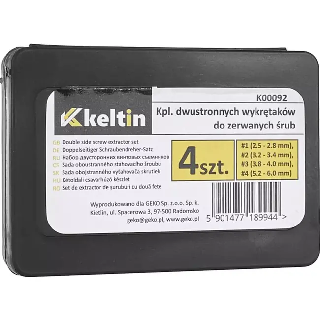 Keltin 4-delige dubbelzijdige schroefuitdraaierset - Duurzaam HSS TiN staal - Voor beschadigde schroeven
