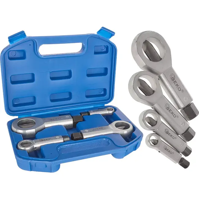 GEKO 4-delige moersplijterset - Veilig verwijderen van beschadigde moeren - 9-27 mm - Duurzaam en robuust ontwerp