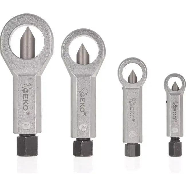 GEKO 4-delige moersplijterset - Veilig verwijderen van beschadigde moeren - 9-27 mm - Duurzaam en robuust ontwerp