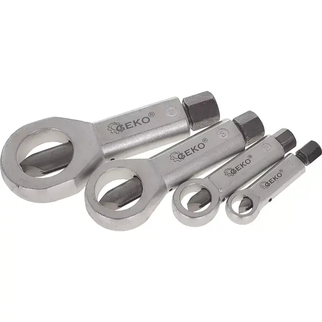 GEKO 4-delige moersplijterset - Veilig verwijderen van beschadigde moeren - 9-27 mm - Duurzaam en robuust ontwerp