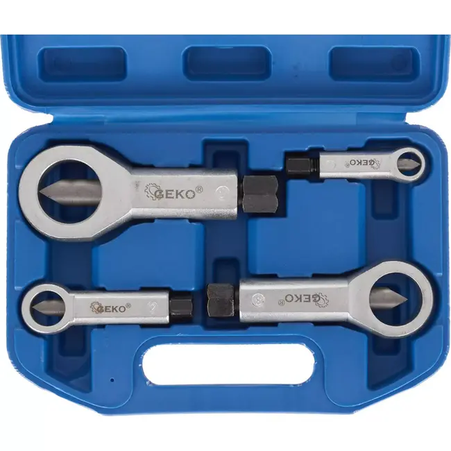 GEKO 4-delige moersplijterset - Veilig verwijderen van beschadigde moeren - 9-27 mm - Duurzaam en robuust ontwerp