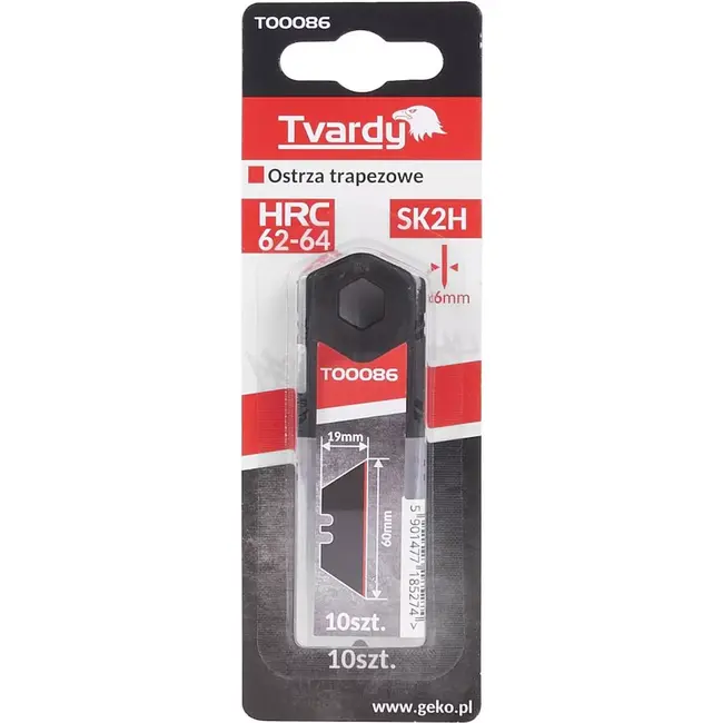 Tvardy Trapeziumvormige mesjes - SK2H staal - 60x19x0.6mm - 10 stuks - Duurzaam en scherp