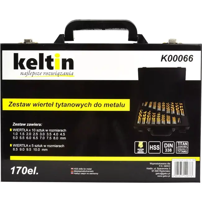 Keltin Titanium boorenset - 170-delig - Metaal - 1.0-8.0 mm - Inclusief metalen koffer