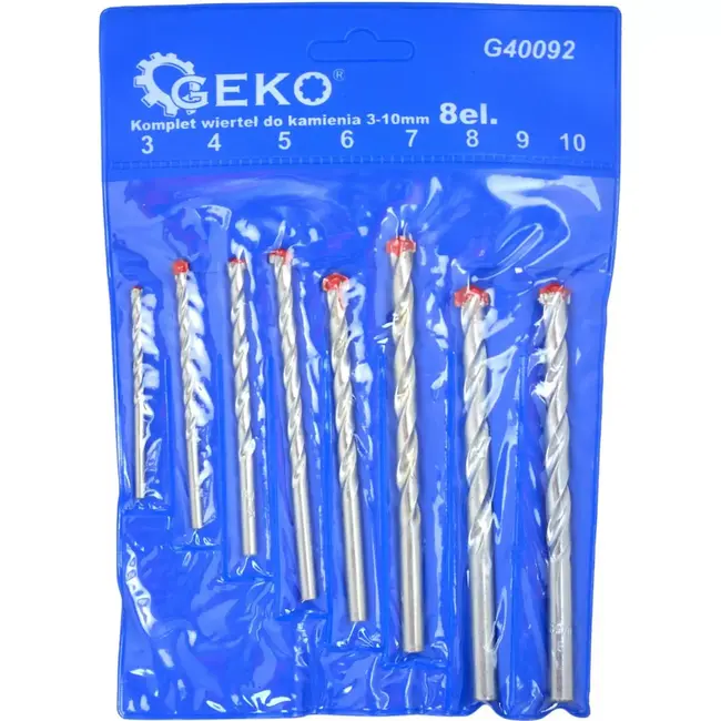 GEKO Metselboorenset - 8-delig - 3-10 mm - Staal - Voor Beton en Steen