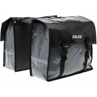 Falkx Dubbele fietstas - Bisonyl - 45L - waterdicht - grijs/zwart