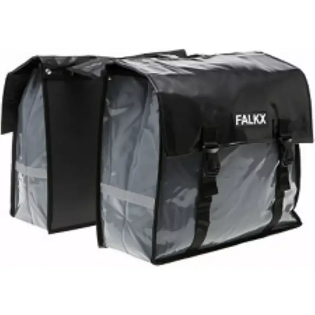 Falkx Dubbele fietstas - Bisonyl - 45L - waterdicht - grijs/zwart