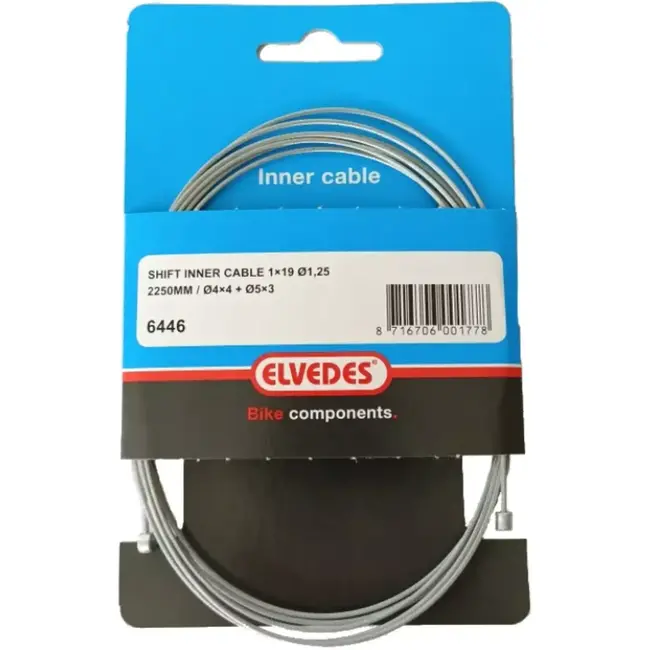Elvedes Derailleur binnenkabel - Huret/Simplex compatibel - 2.25m - Staal - Zilver