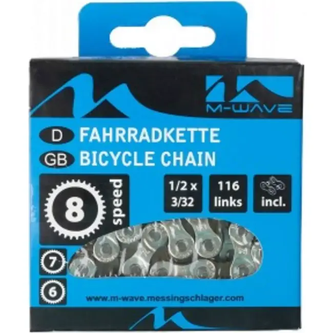 M-Wave Ketting 6/7/8-speed - 116 schakels - Zilver/Grijs - Inclusief verbindingsschakel