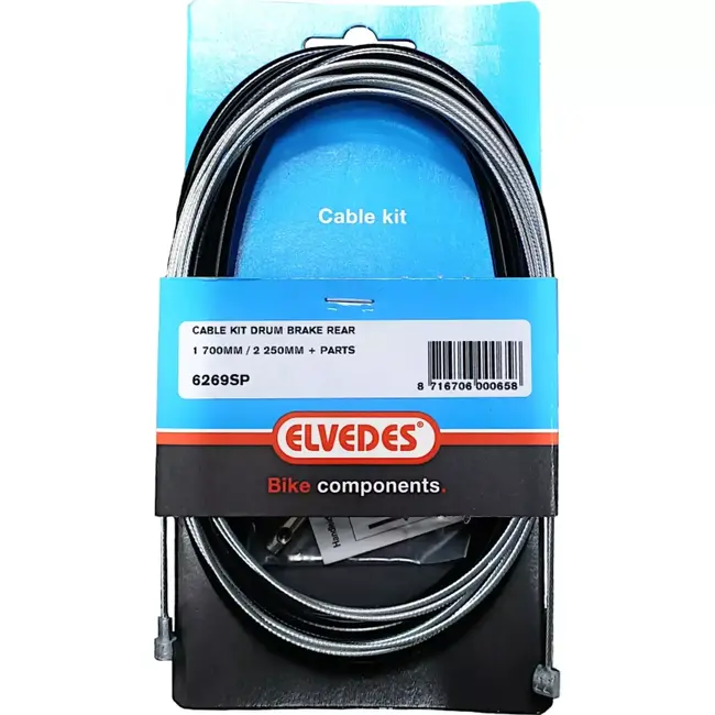 Elvedes Achterremkabel met inbus - Zwart - 1.70-2.25m - Voor trommelremmen