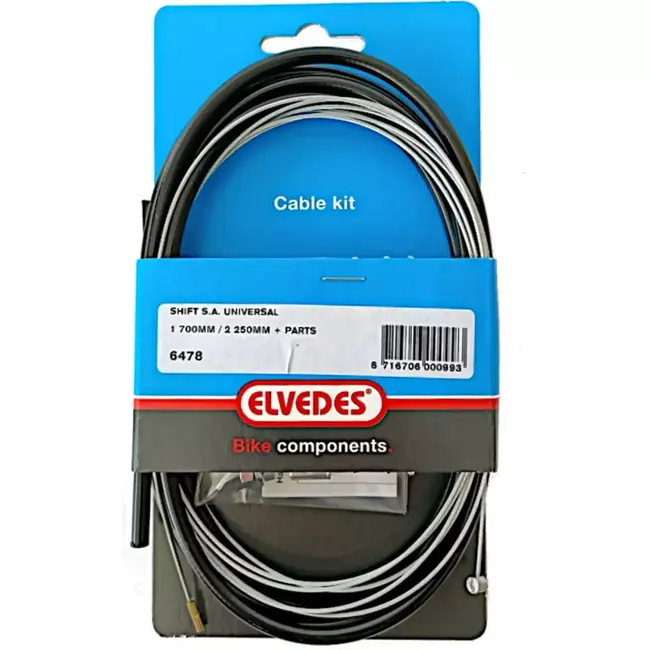 Elvedes Universele versnellingskabel - 2 nippels - 1.60-2.25 m - zilverkleurig - duurzaam en veelzijdig