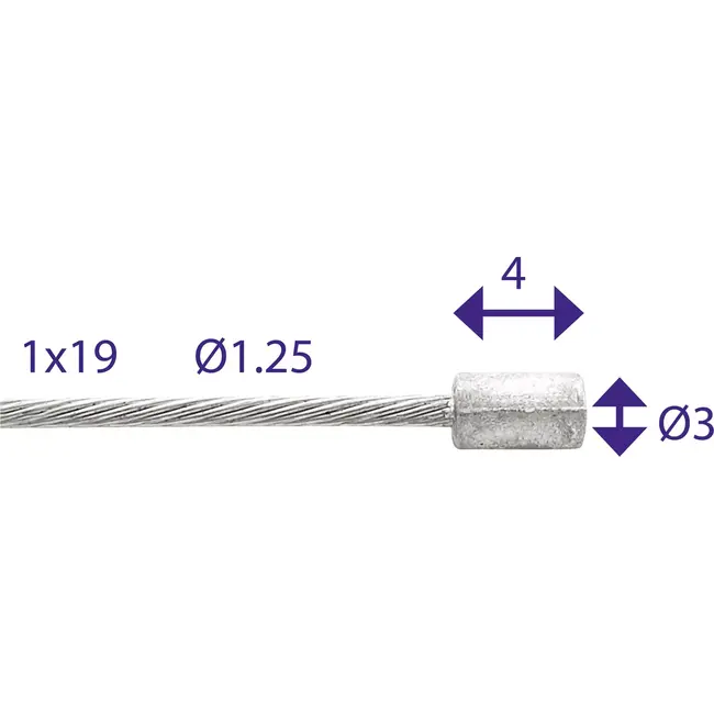 Elvedes Binnenkabel gas - gegalvaniseerd staal - 2.25m - 19 draden - 1.25mm diameter