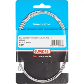 Elvedes Universele binnenkabel rem-koppeling - 2 meter - zwart - 1.5 mm diameter - 5.5x10 mm nippel