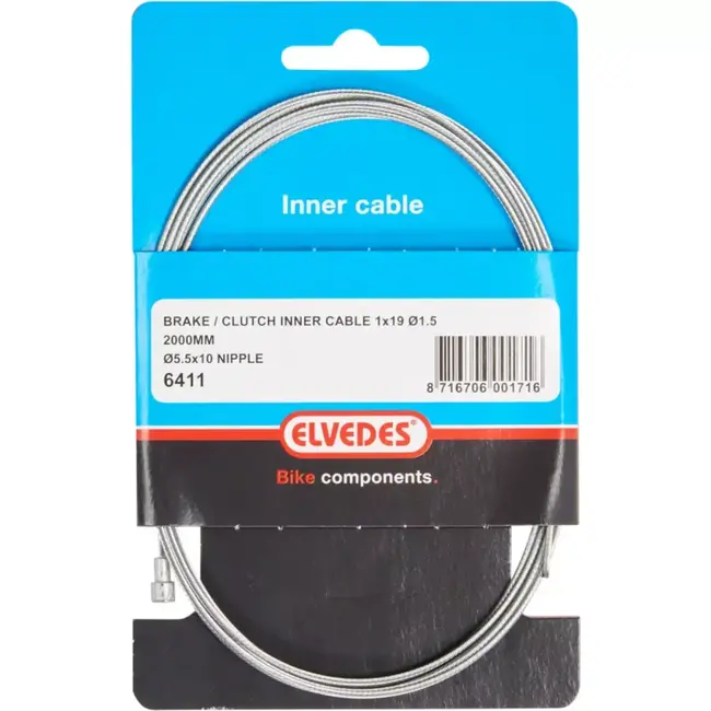 Elvedes Universele binnenkabel rem-koppeling - 2 meter - zwart - 1.5 mm diameter - 5.5x10 mm nippel