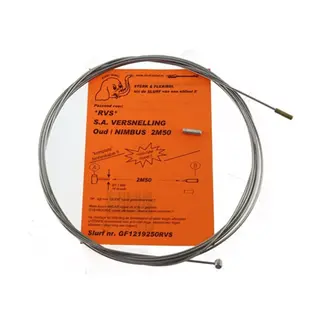 Slurf RVS versnellingkabel - 250 cm - Geschikt voor Sturmey Archer oud/nimbus - Inclusief anti-rafelnippel