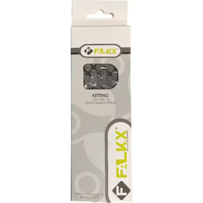 Falkx Single speed fietsketting - 112 schakels - Ideaal voor stadsfietsen - Inclusief spring clip - Grijs