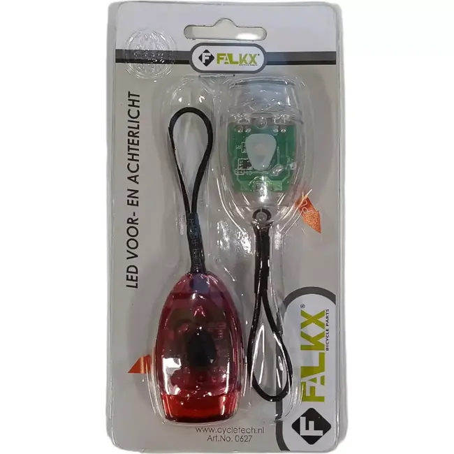 Falkx LED fietsverlichtingsset - Siliconen - Rood/Wit - Inclusief batterijen