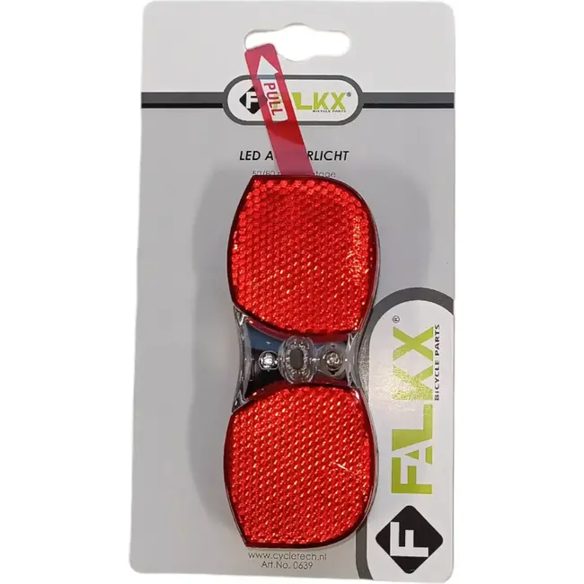 Falkx LED fietsachterlicht - 80mm - Zwart - Inclusief batterijen en reflector