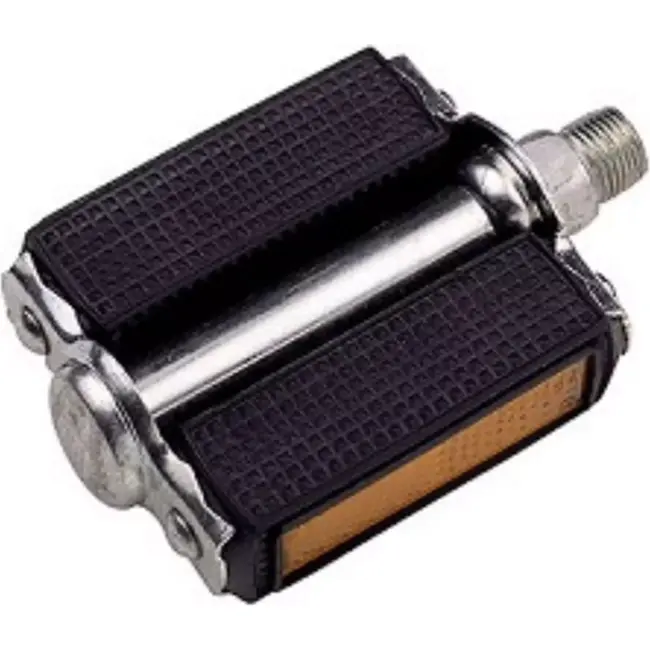 Union Klassieke stadsfiets pedalen - PVC en staal - zwart met zilveren accenten - reflectoren - 9/16" schroefdraad