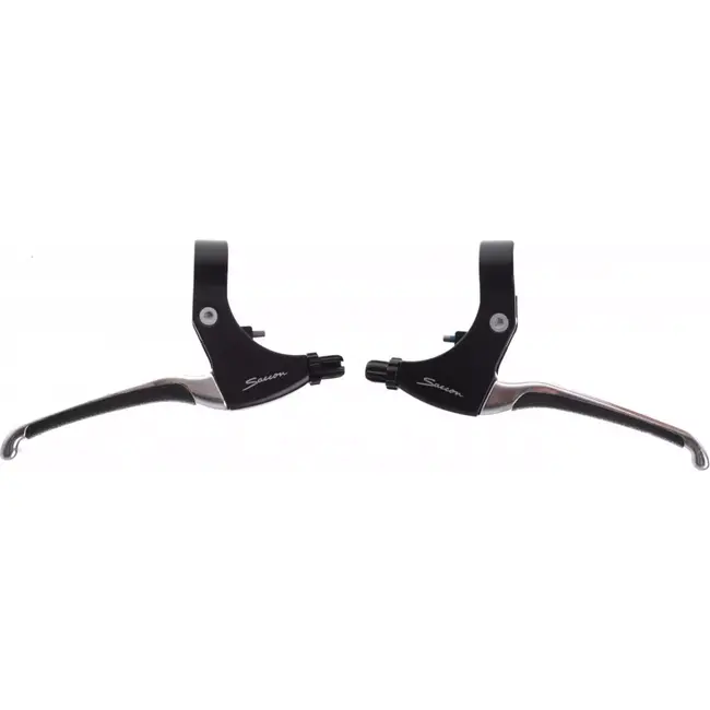 Saccon Remhendel set - aluminium - zwart/zilver - vier-vinger ontwerp - 10 cm grip - 22.2 mm klem - set van 2