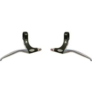 Saccon Remhendel set - aluminium - vier vingers - zwart/zilver - 10 cm grip - 22.2 mm klem