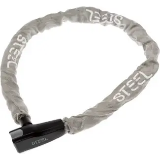 Steel Kettingslot met robuuste vierkante schakels - 8 mm dik - 1100 mm lang - grijs - met nylon beschermhoes