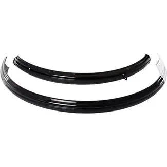 Falkx Spatbordenset 28 x 1 ½ - Mat zwart - Inclusief stangen en chromen neusje - Voor en achter - Duurzaam staal